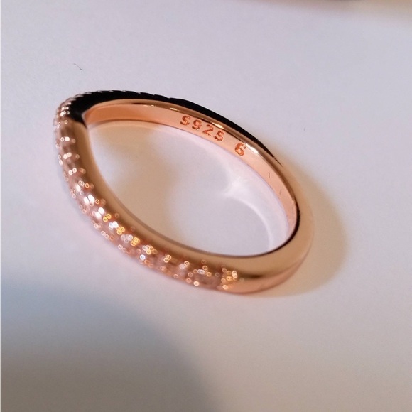Thin Rose Gold and Cubic Zirconia Ring - Picture 6 of 6